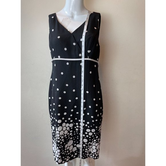 S.L. Fashion Womens Faux Wrap Sheath Dress Tie Waist Polka Dot Black Size 10P - Picture 3 of 7